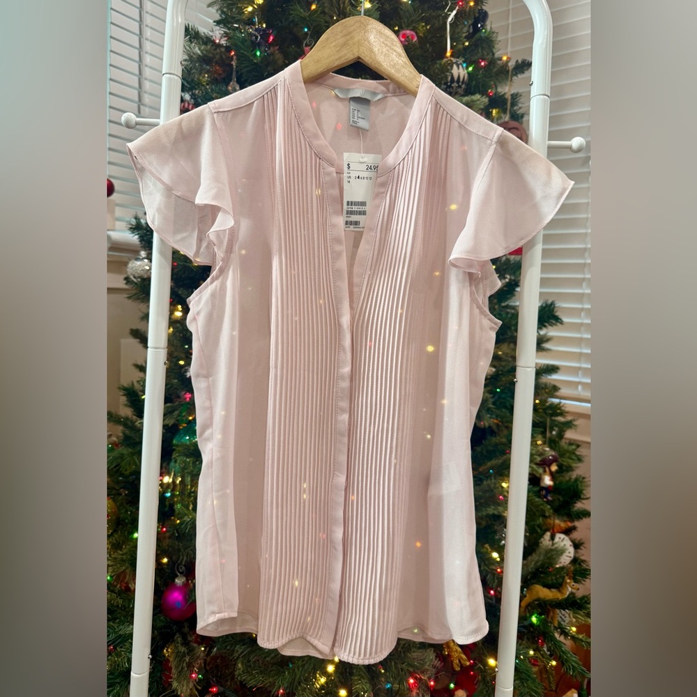 H&M Light/Blush Pink Pleated Blouse